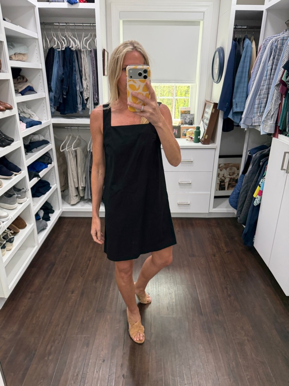 Amazon Black Square-Neck Mini Dress with Wide Straps